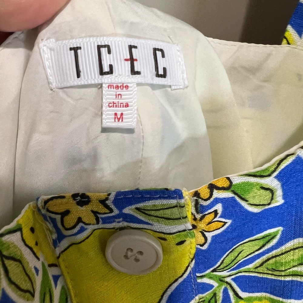 TCEC Blue and Yellow Lemon-Print Midi Dress - Picture 2 of 4